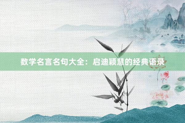 数学名言名句大全：启迪颖慧的经典语录